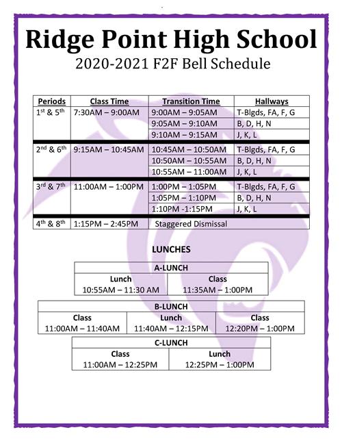 F2F Bell Schedule